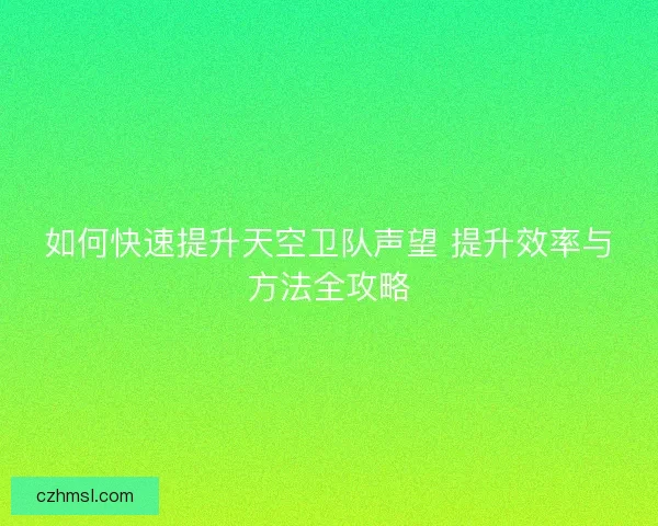 如何快速提升天空卫队声望 提升效率与方法全攻略